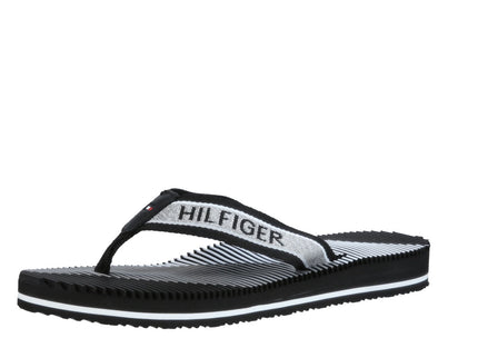 BOLD STRIPE BEACH SANDAL - BLACK