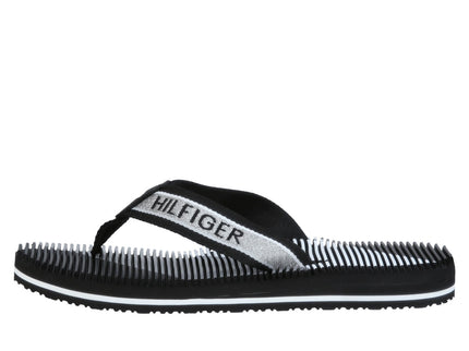 BOLD STRIPE BEACH SANDAL - BLACK