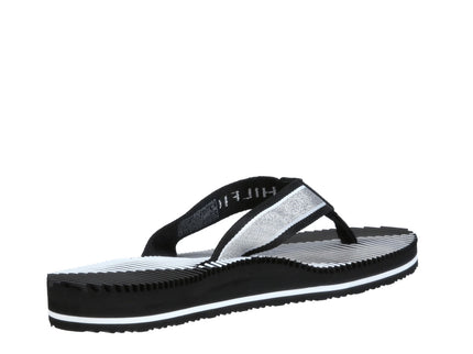 BOLD STRIPE BEACH SANDAL - BLACK
