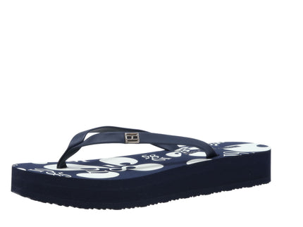 FLORAL ELEVATED BEACH SANDAL - SPACEBLU