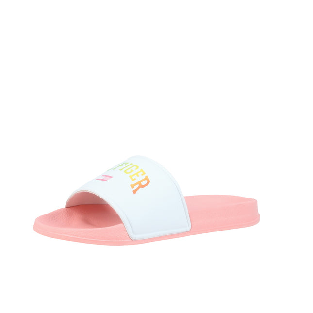 Logo Print Pool Slide Pink Mul