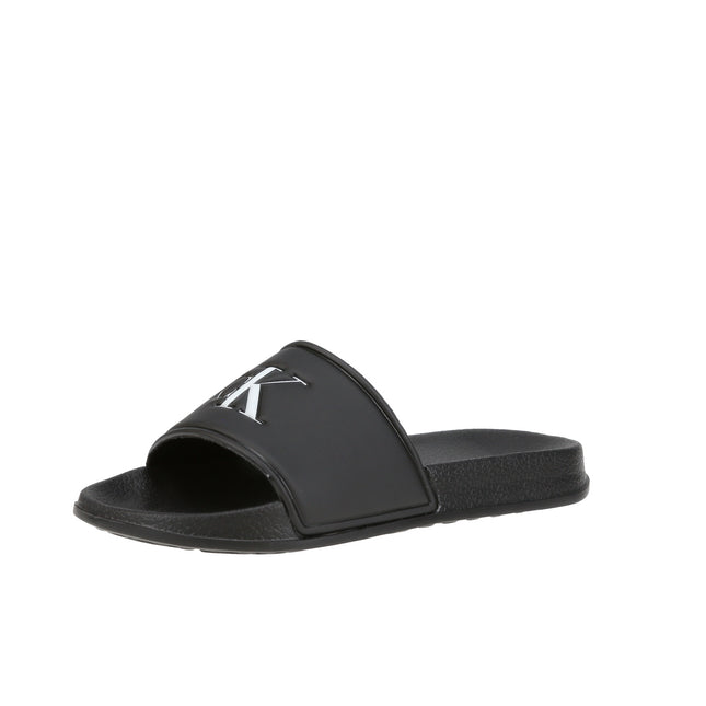 Logo Print Pool Slide Black