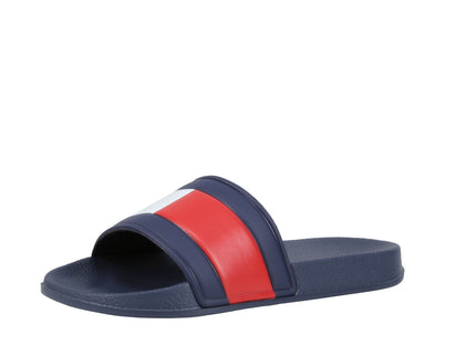 Flag Print Pool Slide Blue