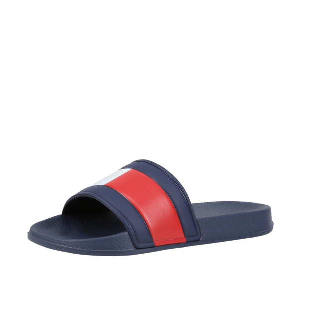 Flag Print Pool Slide Blue