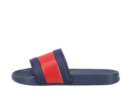 Flag Print Pool Slide Blue