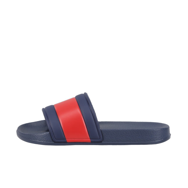 Flag Print Pool Slide Blue