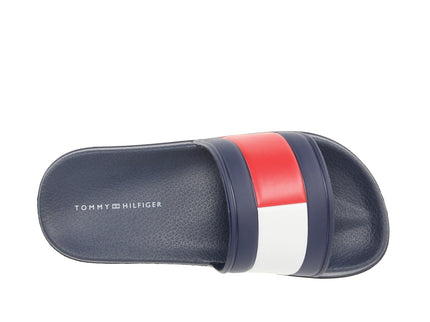 Flag Print Pool Slide Blue