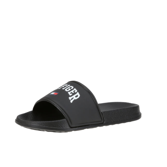 Logo Print Pool Slide Black
