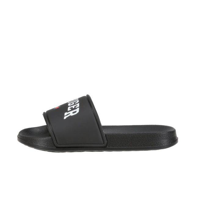 Logo Print Pool Slide Black
