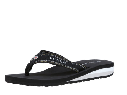 STRIPE INSERT BEACH SANDAL - BLACK