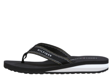 STRIPE INSERT BEACH SANDAL - BLACK
