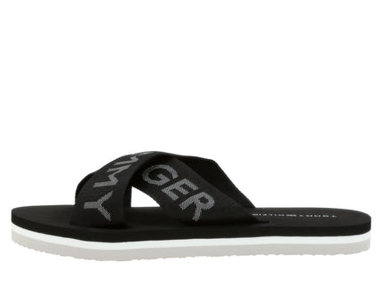 TH CROSS STRAP BEACH SANDAL - BLK