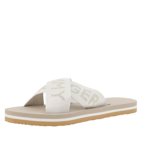 TH CROSS STRAP BEACH SANDAL - ECRU