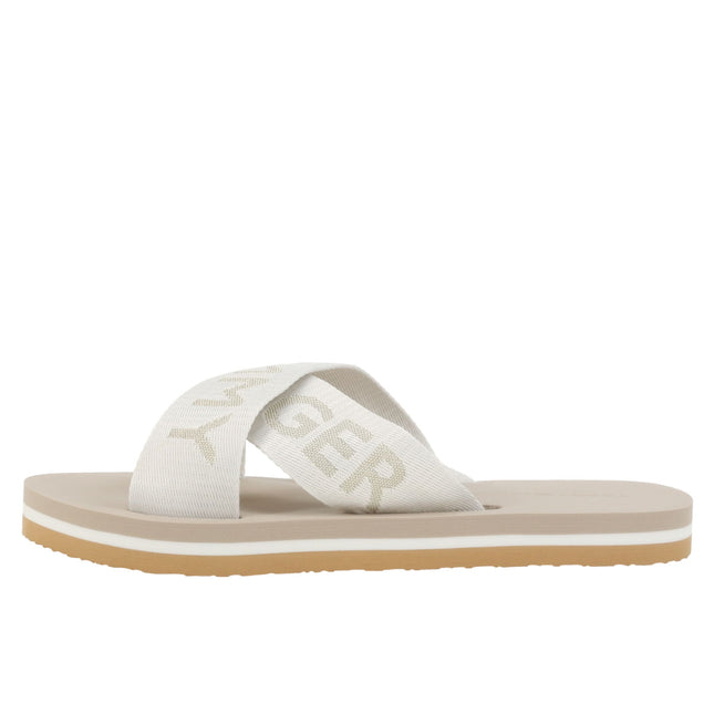 TH CROSS STRAP BEACH SANDAL - ECRU