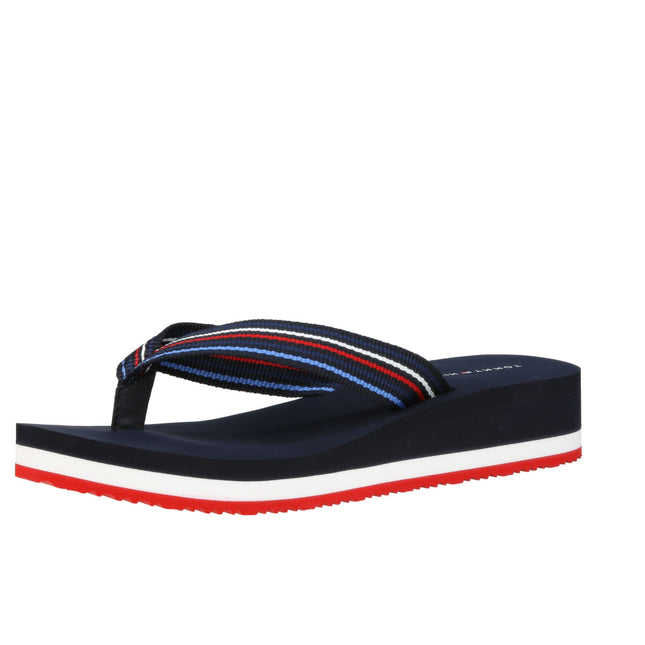 WEDGE STRIPES BEACH SANDAL - SPACEBLU